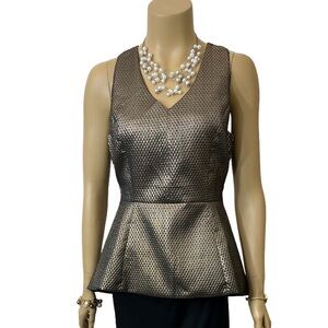 GOLD PEPLUM TOP POLY & COTTON BLEND SZ. MEDIUM AMAZINGLY STUNNING FOR A EVENING